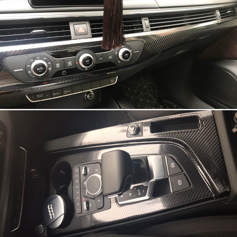 For Audi A4 A5 B9 2017-2019 Interior Central Control Panel Door Handle 3D/5D Carbon Fiber Stickers Decals Car styling Accessorie