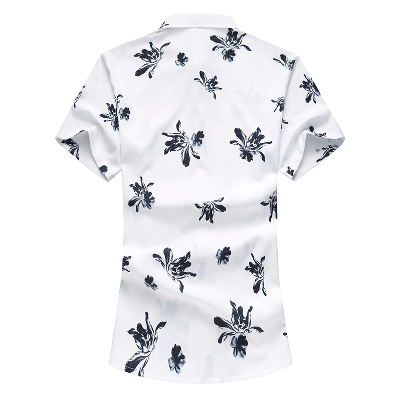 Summer Men's Shirt New Fashion Chinese Style Ink Print Short Sleeve Shirt Mens Clothes Trend Casual Flower Shirts Mens 7XL