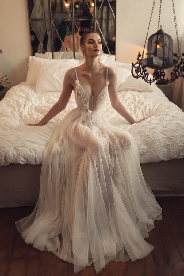 matan shaked fairy wedding dresses spaghetti tulle plus size a line boho bridal gowns beach bohemian robe de marie