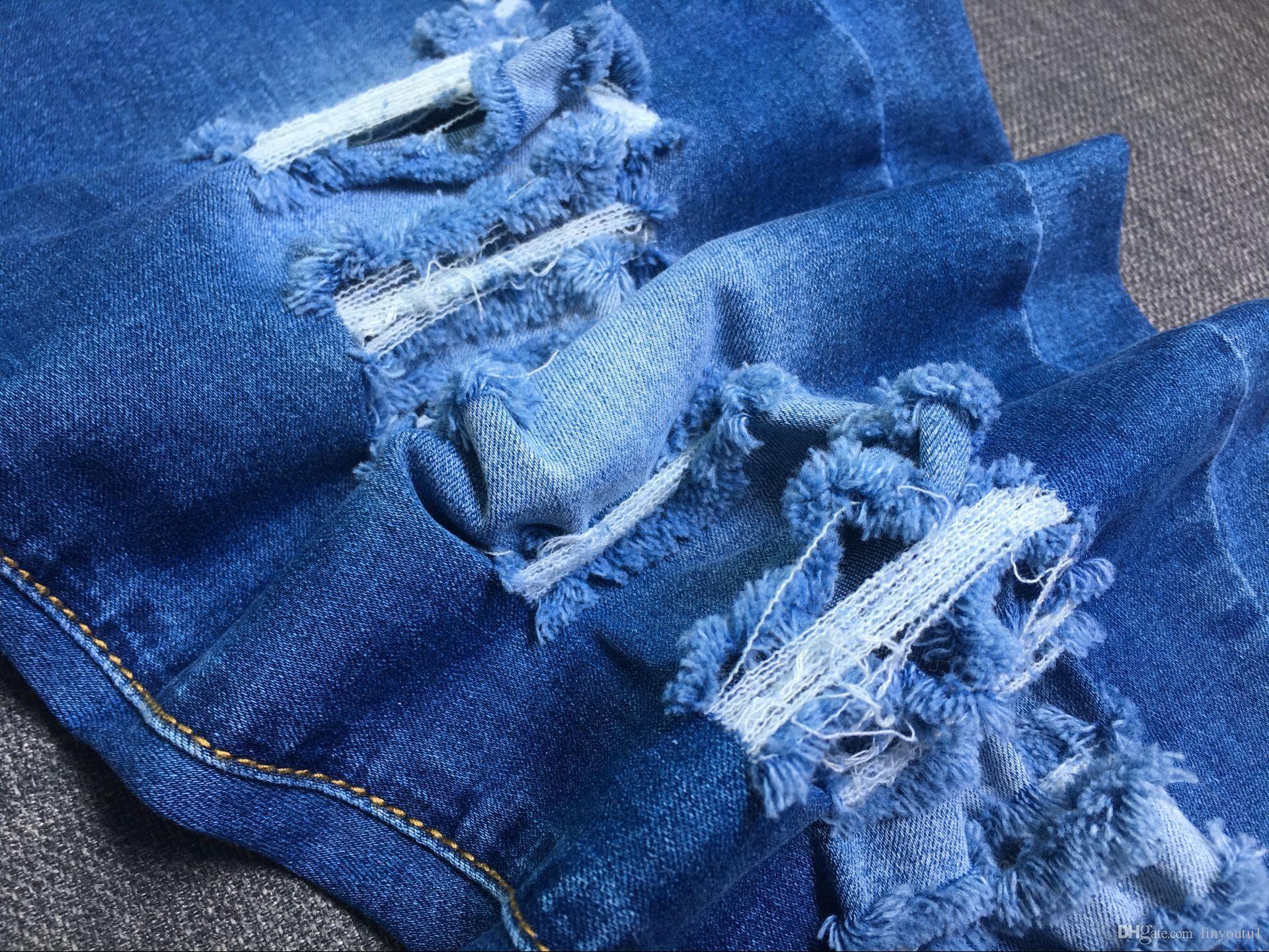 2020 women jeans Elastic Destroyed Women Hole Leggings Short Pants Denim Shorts Ripped Jeans Straight Zipper 2020