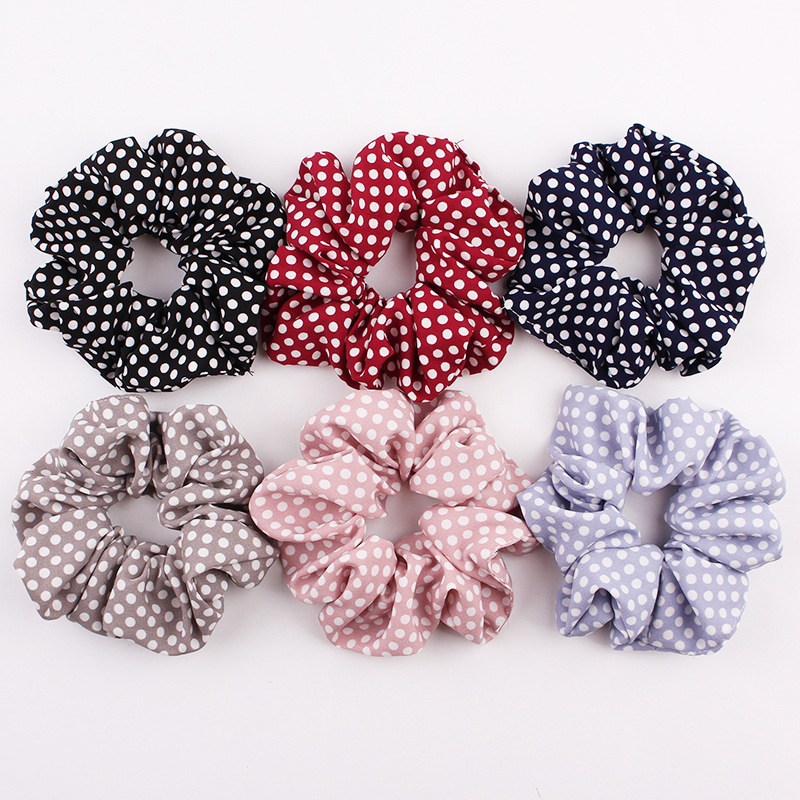24 style Scrunchies Hair Rope Dot Stripe Grid Fabric Scrunchies Hair Accessories For Women Elastic Hairbands Girls Elegant Ponytail Hair L