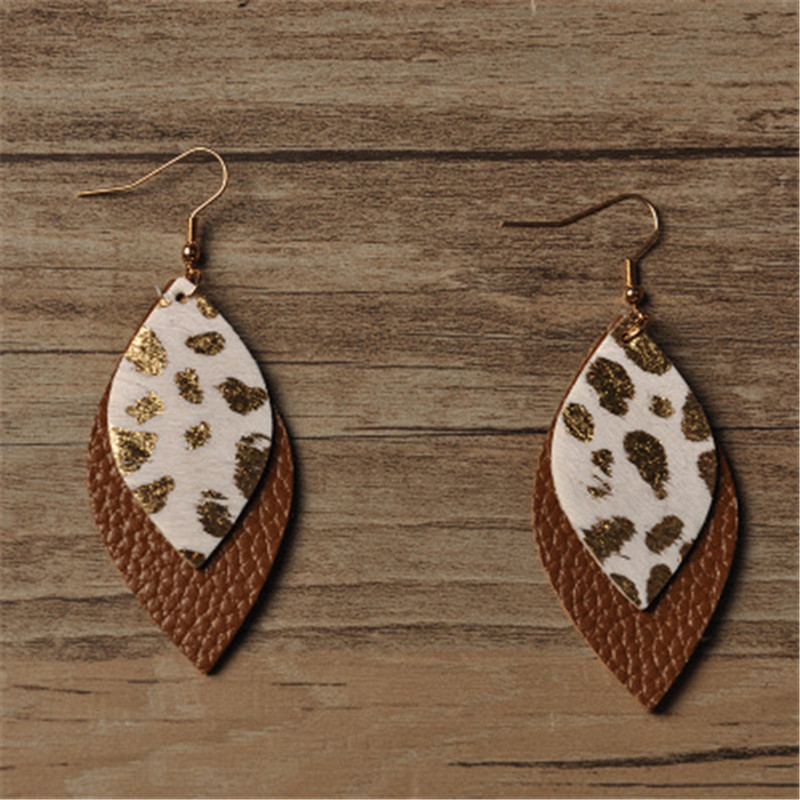Hot Sale PU Leather Earrings Fashion Leaf Earrings Jewelry Women Accessories Gifts Water Drop Statement Earrings Leopard Eardrop