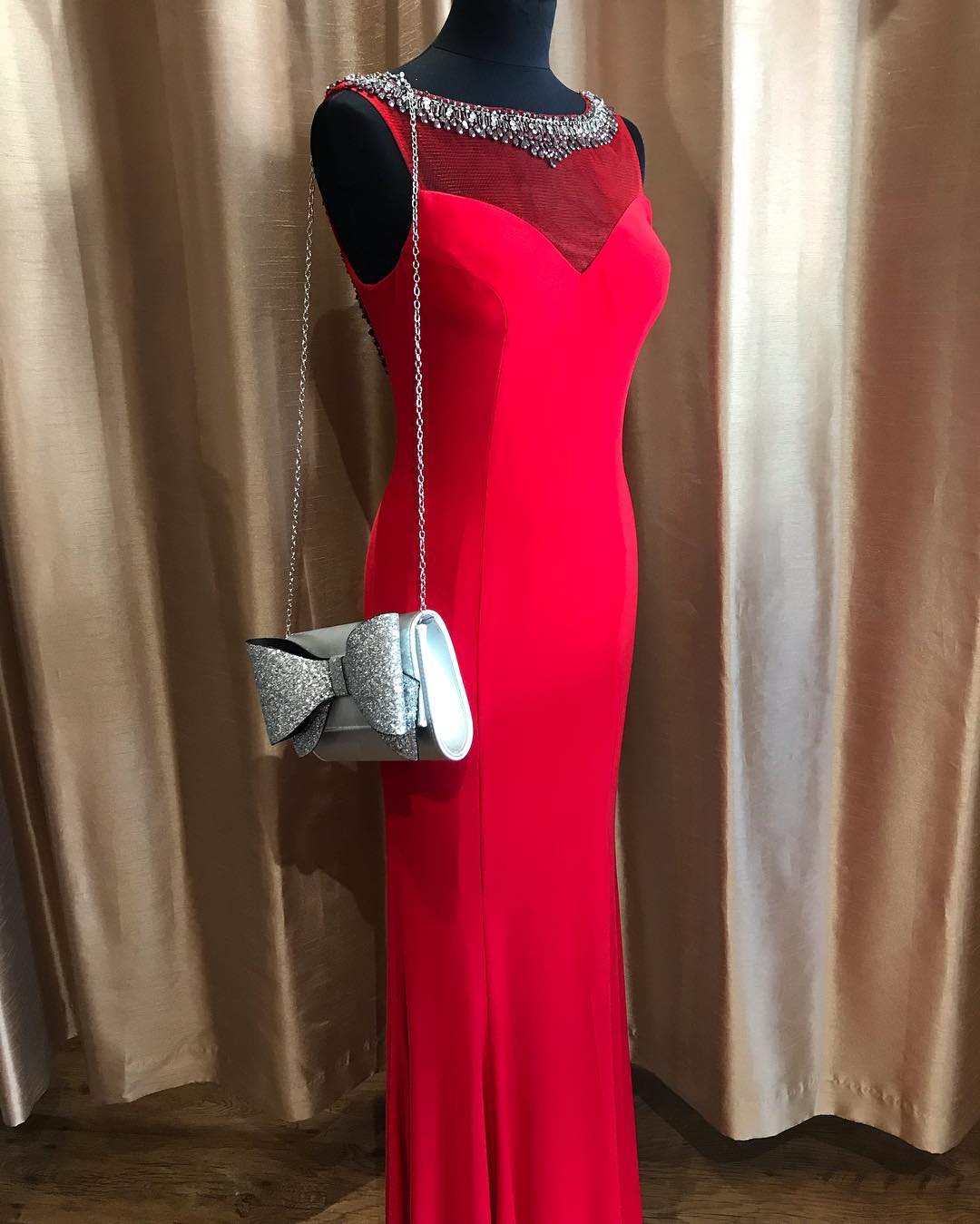 Slim Fit Red Evening Dresses Jewel Neck Beads Elegant Evening Formal Dresses Mermaid Women Prom Gowns