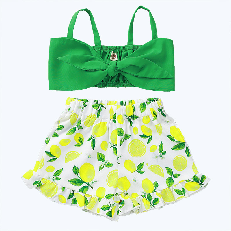 Girl Sleeveless Square Collar Tops and Short Pants Set Baby Bowknot Tops and Lemon Shorts Trousers Suit Kids Cotton Blends Clothes Two Piece, As picture
Girl Sleeveless Square Collar Tops and Short Pants Set Baby Bowknot Tops and Lemon Shorts Trousers Suit Kids Cotton Blends Clothes Two Piece, As picture
