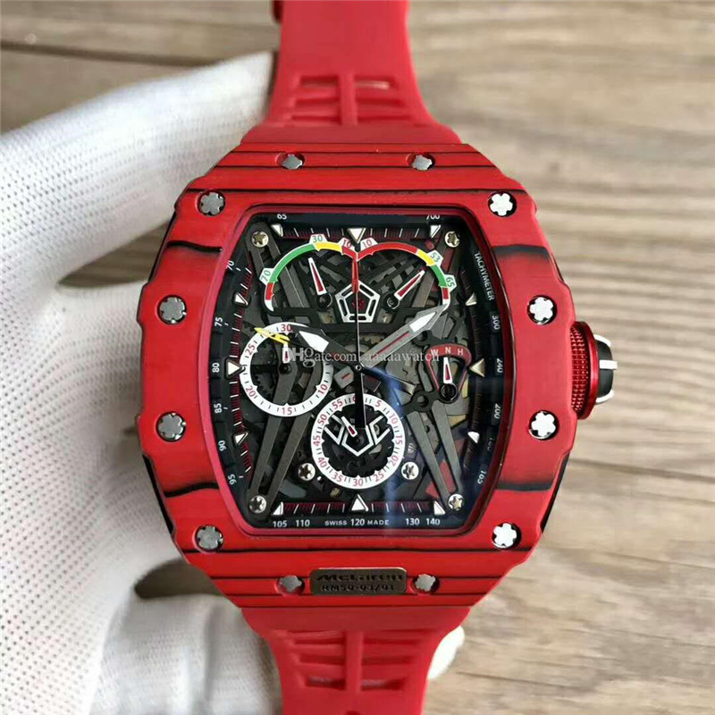 Top Sports Watch 50-03 Watch Swiss Quartz Chronograph Skeleton Dial Mens Watch Carbon Fiber Case Sapphire Crystal Rubber Strap
Top Sports Watch 50-03 Watch Swiss Quartz Chronograph Skeleton Dial Mens Watch Carbon Fiber Case Sapphire Crystal Rubber Strap