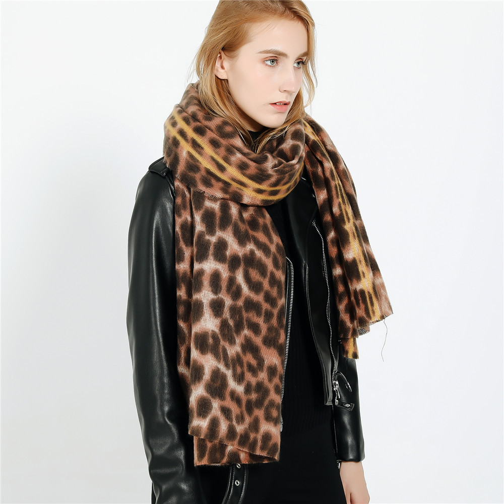 200*90cm Large Scarves for Women Faux Cashmere Wnter Poncho Fashion Leopard Scarf Female Shawl Women's Tippet Leopard Pashmina