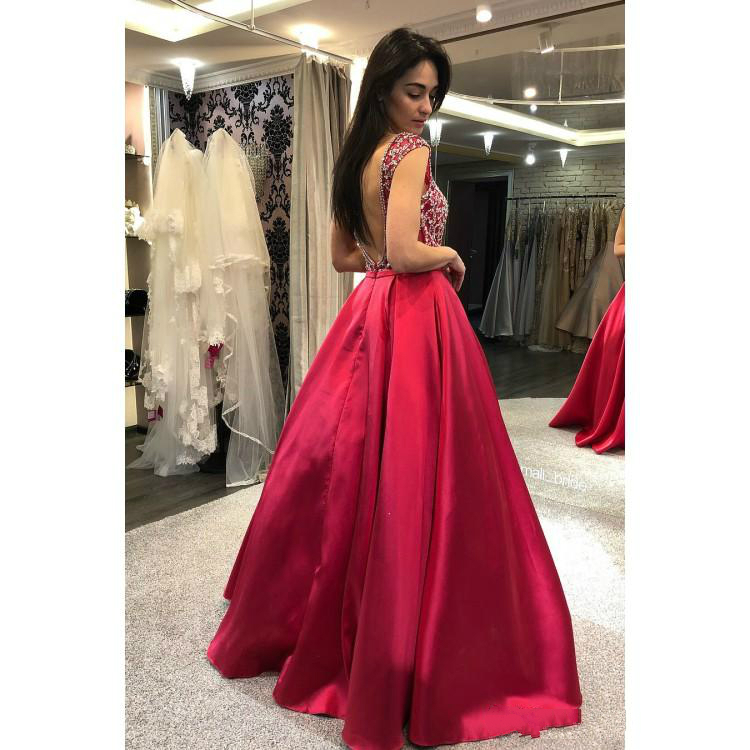 Sexy Backless Prom Dresses Long Formal Evening Gowns With Sequined Beaded A-Line Square Neck Vestidos de fiesta largos Abendkleider