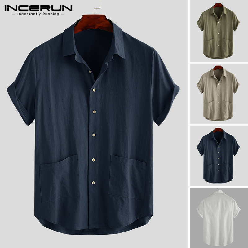 INCERUN Men Pockets Button Breathable Camisa Solid Color Shirt Man Short Sleeve Lapel Shirt Casual Cotton Loose Blouse Plus Size, Army green
INCERUN Men Pockets Button Breathable Camisa Solid Color Shirt Man Short Sleeve Lapel Shirt Casual Cotton Loose Blouse Plus Size, Army green