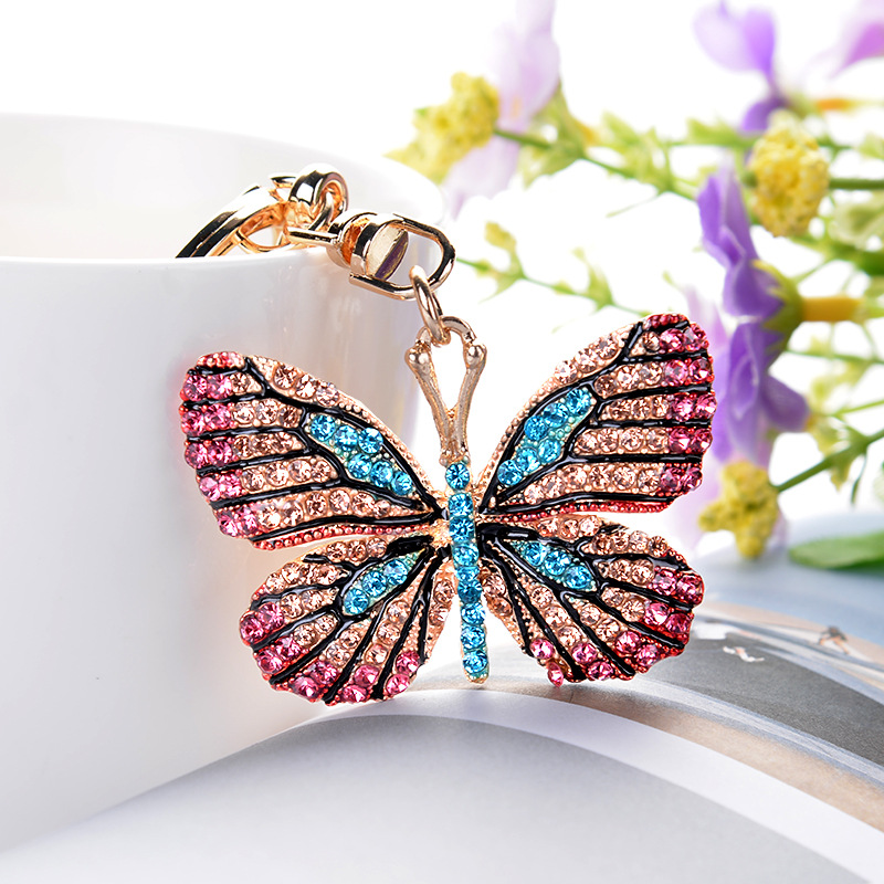 Beautiful Butterfly Keychain Glittering Full Rhinestone Alloy Key Chain For Women Girl Car Bag Accessories Fashion Key Ring