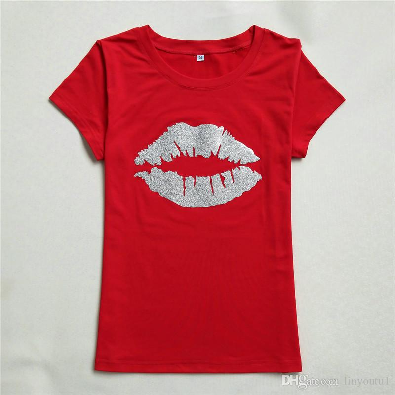 2020 Hot New Fashion T-shirts for Women Summer Short Sleeve Red lips tshirt ladies fitness harajuku t shirt women top tees