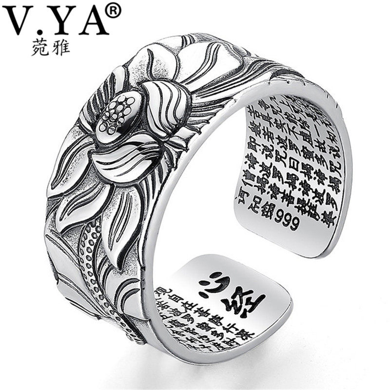 V.YA 100% Real 999 Pure Silver Jewelry Lotus Flower Open Ring For Men Male Fashion Free Size Buddhistic Heart Sutra Rings Gifts
V.YA 100% Real 999 Pure Silver Jewelry Lotus Flower Open Ring For Men Male Fashion Free Size Buddhistic Heart Sutra Rings Gifts