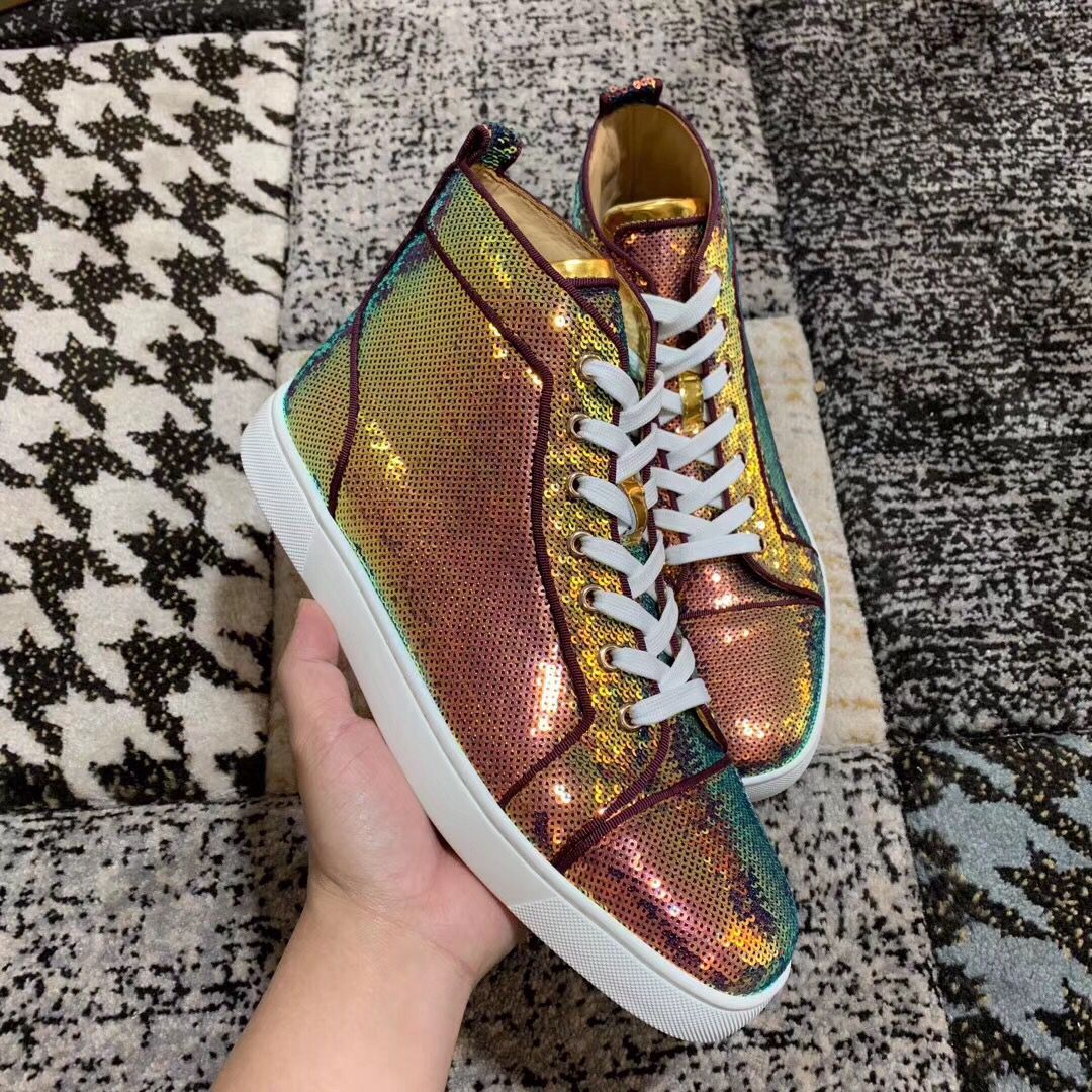 Hot Brand Sequins Leather Sneaker Shoes High Top Red Bottom Casual Walking Red Bottom Mens Womens Trainers Cheap Outdoor Skateboard EU35-47, Black
Hot Brand Sequins Leather Sneaker Shoes High Top Red Bottom Casual Walking Red Bottom Mens Womens Trainers Cheap Outdoor Skateboard EU35-47, Black