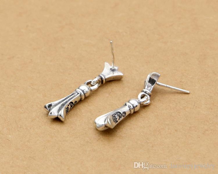 Brand new 925 sterling silver American European designer vintage jewelry hand-made classic cross stud earrings with cute Dangle & Chandelier