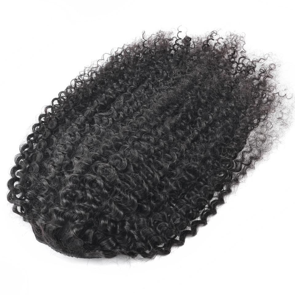 3C 4A Virgin Hair Ponytails Brazilian Curly Ponytail Hairpiece Afro Curly Pony tail Human Hair Ponytail Extension Hair Tail 1b 140g Clip On