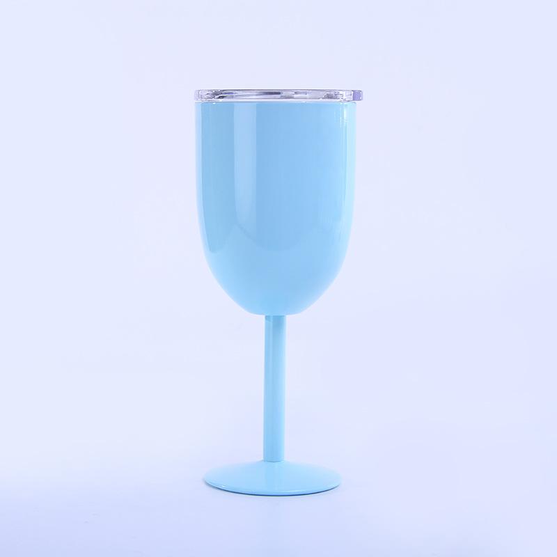 Colorful 10oz Goblet Tumbler With Lid Stianless Steel Wine Glasses Double Wall Insulated Travel Party Wine Mugs