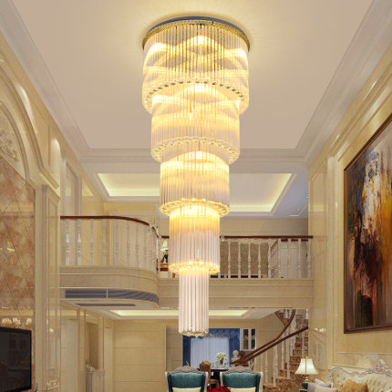 Modern K9 Crystal Chandeliers Lights Fixture LED Lamp Big Project Chandelier American Villa Hotel Long Droplight Hotel Interior Home Indoor Lighting
