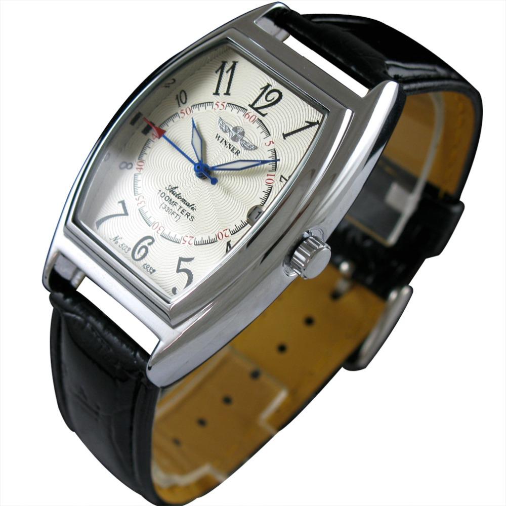 New WINNER Automatic Mechanical Watches Oval Dial Black Leather Strap Self wind AUTO Date Male Mens Wristwatch Relogio Masculino
New WINNER Automatic Mechanical Watches Oval Dial Black Leather Strap Self wind AUTO Date Male Mens Wristwatch Relogio Masculino