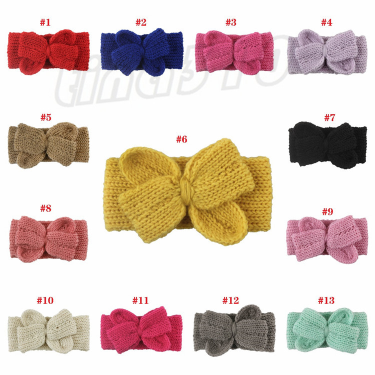Fashion Children's Woolen yarn bow hair band European and American Baby Knitted hair belt Fashionable bowknot Headband T9I00257