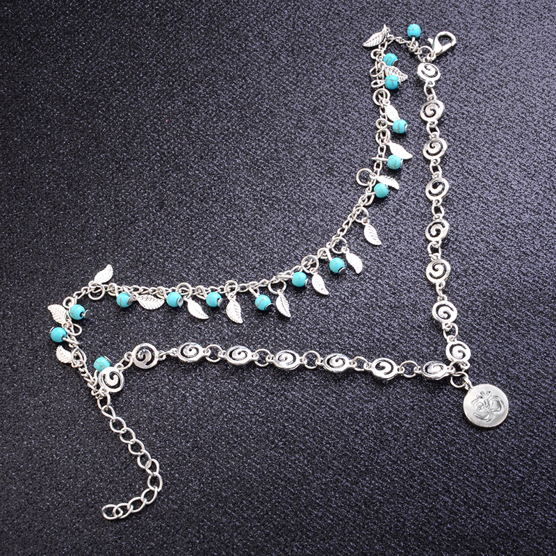 Leaf anklet bracelet layered boho style metal anklet beach sea hawaii lady romantic sexy