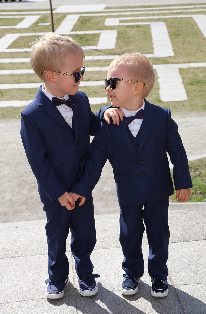 navy boys formal suits dinner tuxedos little boy groomsmen kids children special occasion suit formal wear jacketpants