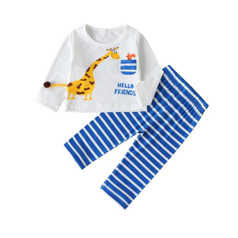KANCOOLD Boy Baby Long Sleeve Cartoon Giraffe Striped Pocket Letter Print Top + Striped Elastic Pants Two-Piece Set, White
KANCOOLD Boy Baby Long Sleeve Cartoon Giraffe Striped Pocket Letter Print Top + Striped Elastic Pants Two-Piece Set, White