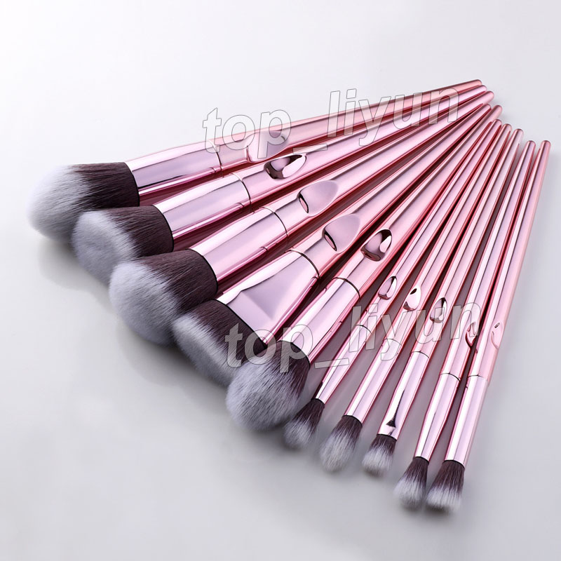 Wet and Wild Set 10pcs Rose Gold Makeup Eyeshadow Powder Contour Brush Kits Beauty Cosmetics tools Foundation Brushes