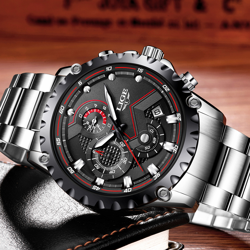 LIGE Brand Men's Fashion Watches Men Sport Waterproof Quartz Watch Man Full Steel Military Clock Wrist watches Relogio Masculino CJ191213