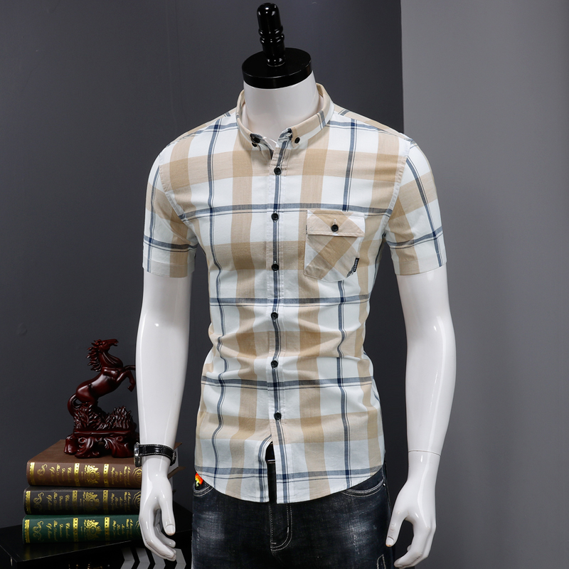 Fashion Men's Shirt 2020 Summer New Clothes 100% Cotton Social Short Sleeve Plaid Shirts, Green
Fashion Men's Shirt 2020 Summer New Clothes 100% Cotton Social Short Sleeve Plaid Shirts, Green