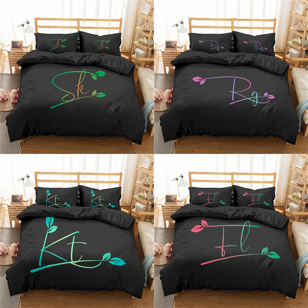 Homesky Black Bedding Set Letter Duvet Cover Queen King Size 2/3pcs Bed Linen Set Home Textile Comforter Cover, Cd179-3
Homesky Black Bedding Set Letter Duvet Cover Queen King Size 2/3pcs Bed Linen Set Home Textile Comforter Cover, Cd179-3