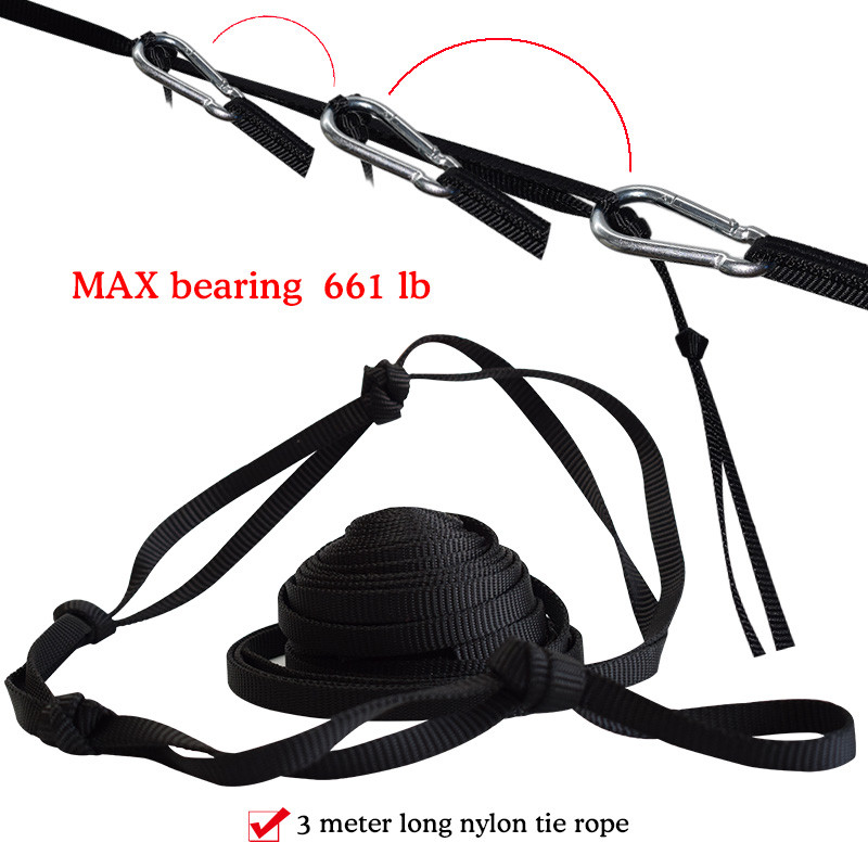 Single Double Hammock Adult Outdoor Backpacking Travel Survival Hunting Sleeping Bed Portable With 2 Straps 2 Carabiner