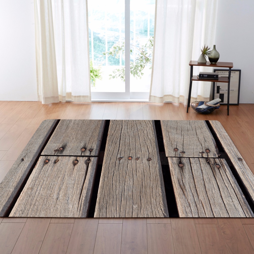 3D Wood Grain Area Rugs Big Parlor Bedroom Carpets Creative Home Decorative Mat Soft Flannel Rug and Carpet for Living Room