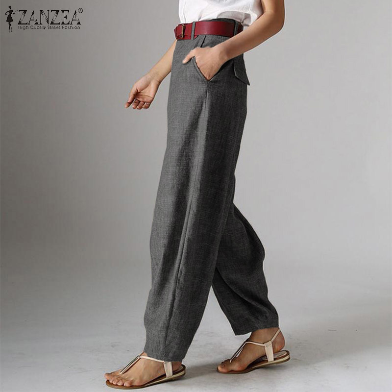 Women's Autumn Trousers ZANZEA 2019 Casual Baggy Harem Pants Vintage Front Zipper Pantalon Cropped Pant Woman Palazzo Oversized T200103
