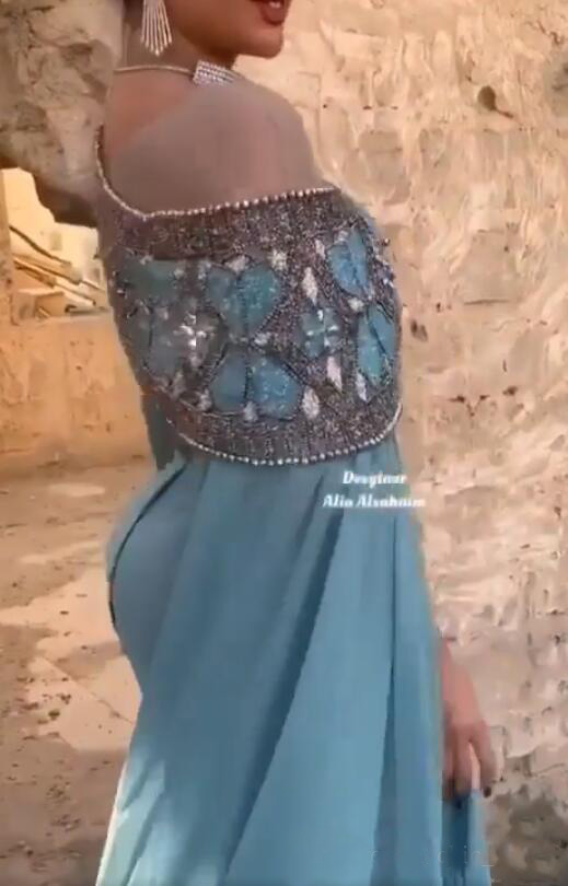 2022 Arabic Mermaid Evening Dress Beaded Crystals Prom Party Dresses Chiffon Formal Party Second Reception Gowns