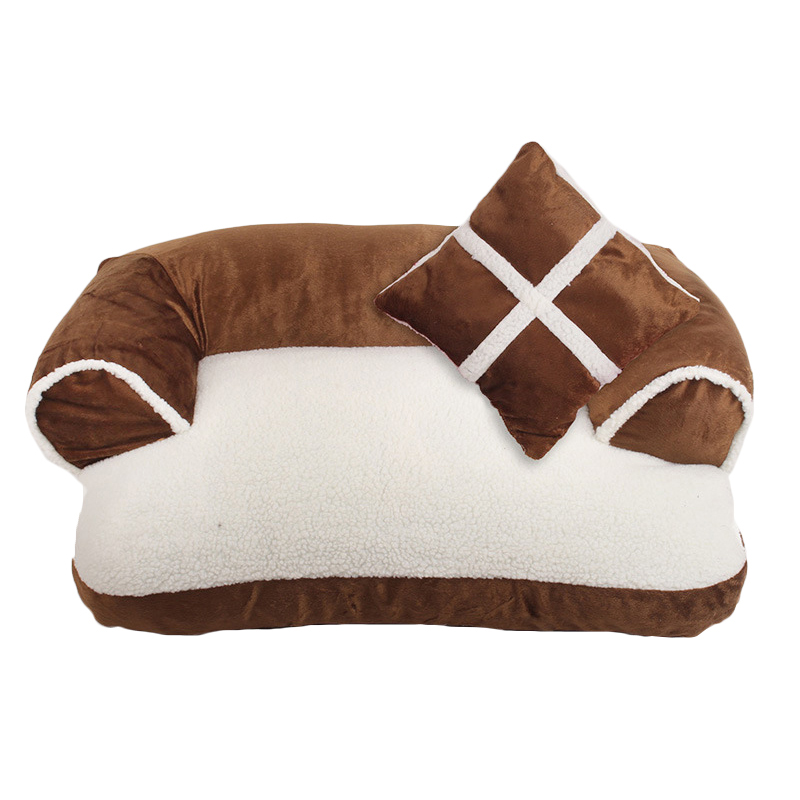 New Four seasons Pet Dog Sofa Beds With Pillow Detachable Wash Soft Fleece Cat Bed Warm Chihuahua Small Dog Bed