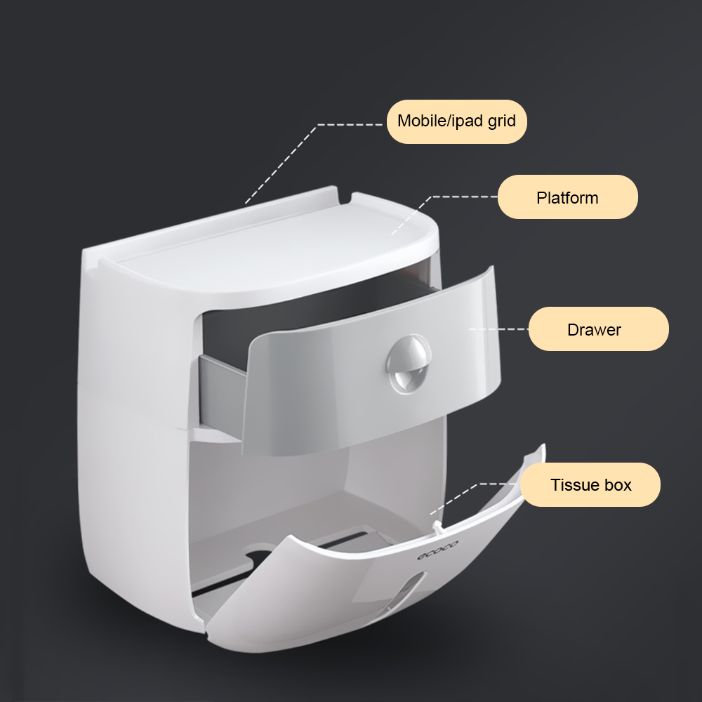 Tissue Paper Box Holder Wall Mounted Toilet Tissue Dispenser Creative Plastic Box Bath Toilet Paper Holder Storage