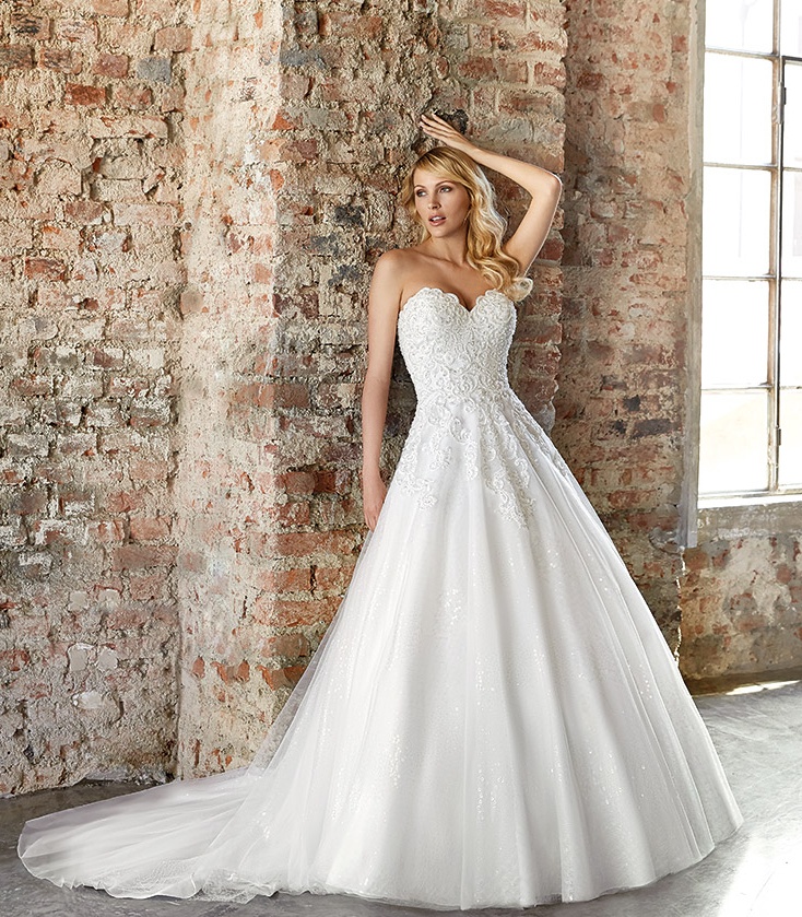 Eddy K 2019 Wedding Dresses Romantic A Line Sweetheart Sweep Train Bridal Gowns Lace Applique Plus Size Wedding Dress