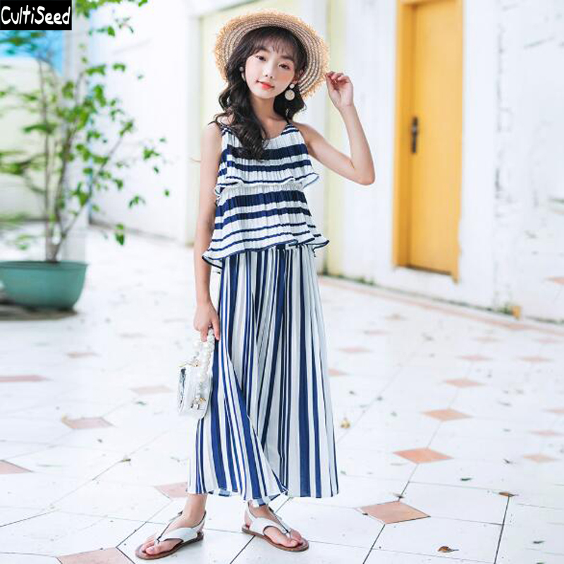 Cultiseed Big Girls 2020 New Summer Sets Suit Children Girls Striped Spaghetti Strap Top+Wide Leg Pant 2pc Set Kids Casual Sets
Cultiseed Big Girls 2020 New Summer Sets Suit Children Girls Striped Spaghetti Strap Top+Wide Leg Pant 2pc Set Kids Casual Sets
