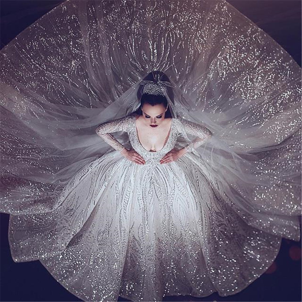 Luxury Princess Ball Gown Sequins Crystals Wedding Dresses Lebanon long sleeves Bridal Gown V neckline court train Wedding Gowns cheapest, White
Luxury Princess Ball Gown Sequins Crystals Wedding Dresses Lebanon long sleeves Bridal Gown V neckline court train Wedding Gowns cheapest, White
