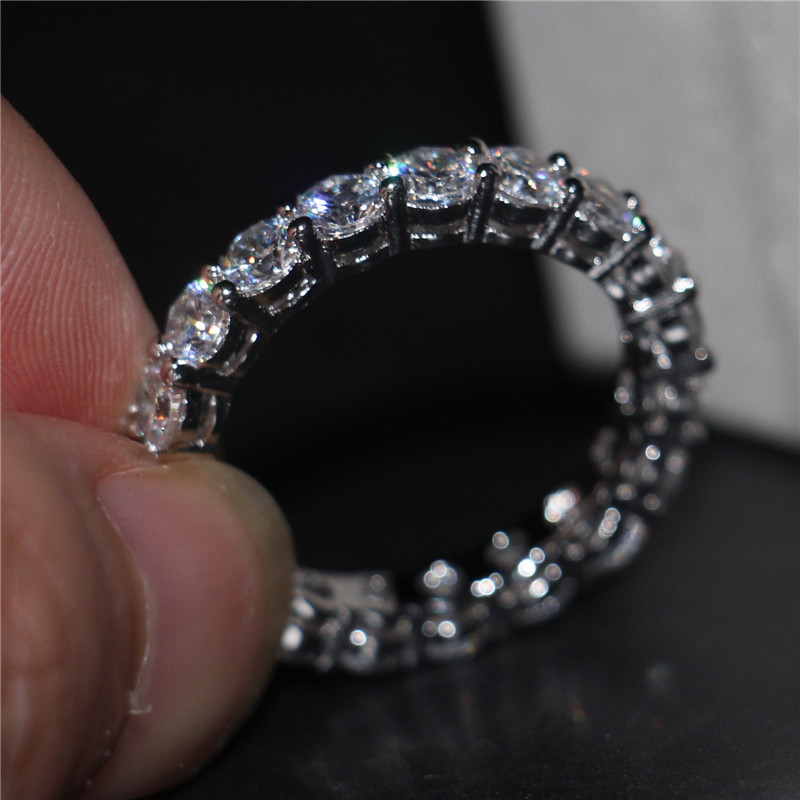 Eternity Promise Finger Ring 925 Sterling Silver Diamond cz Engagement Wedding Band Rings For Women Evening Party Jewelry