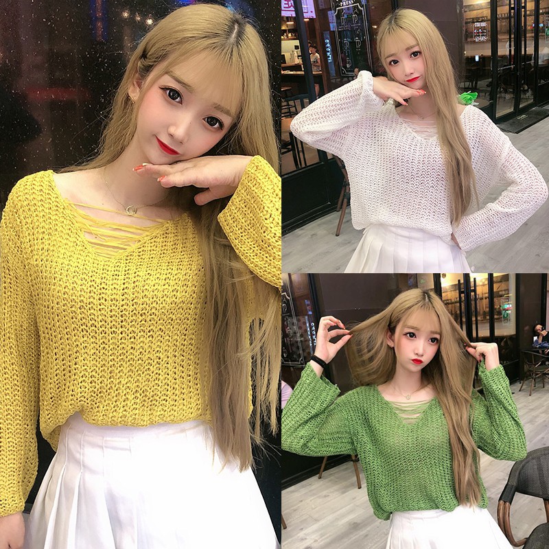 Autumn Knitted V-Neck Women Sweater Pullover Irregular Long Sleeve Sweaters Women 2019 Winter Casual Loose Jumper, Green
Autumn Knitted V-Neck Women Sweater Pullover Irregular Long Sleeve Sweaters Women 2019 Winter Casual Loose Jumper, Green