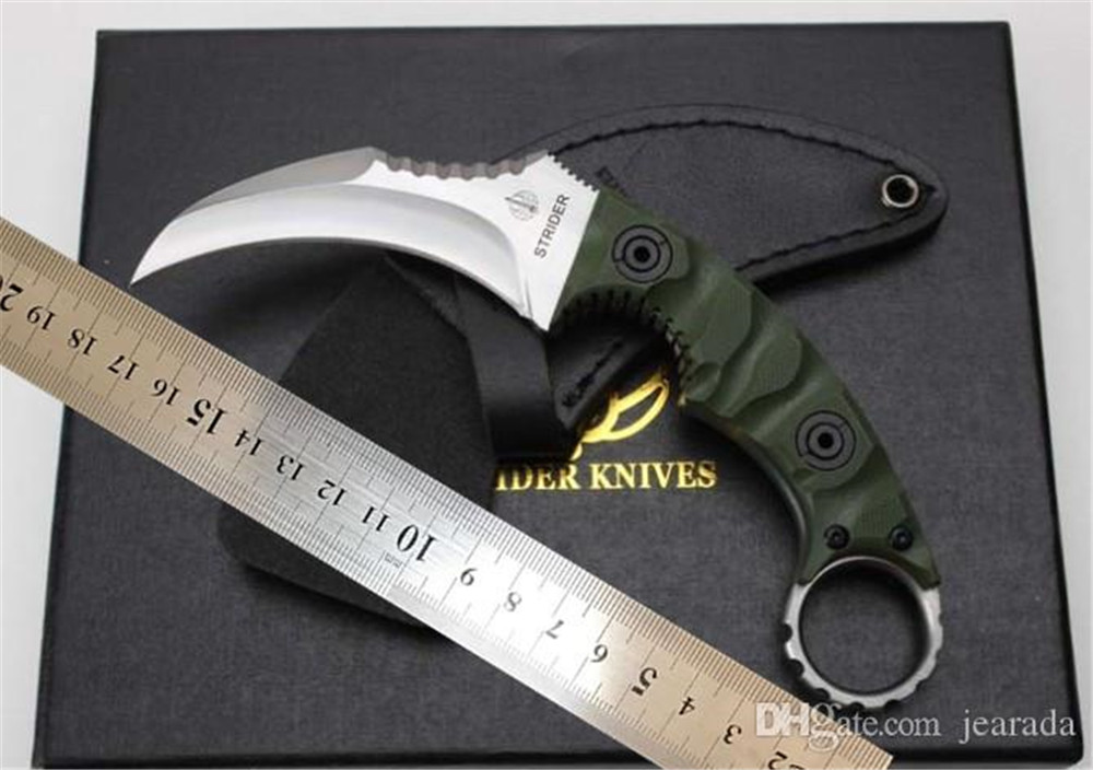 Strider Karambit claw knife D2 fixed blade knife outdoor tactical survival camping knife G10 handle with leather sheath
Strider Karambit claw knife D2 fixed blade knife outdoor tactical survival camping knife G10 handle with leather sheath