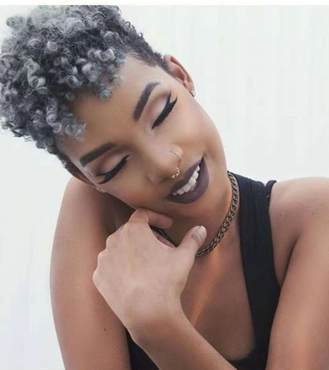 Hot Silver Grey kinky curly puff bun ponytail hairpiece 1pc 14inc Clip in brazilian remy kinky curly pony tail gray human hair extension