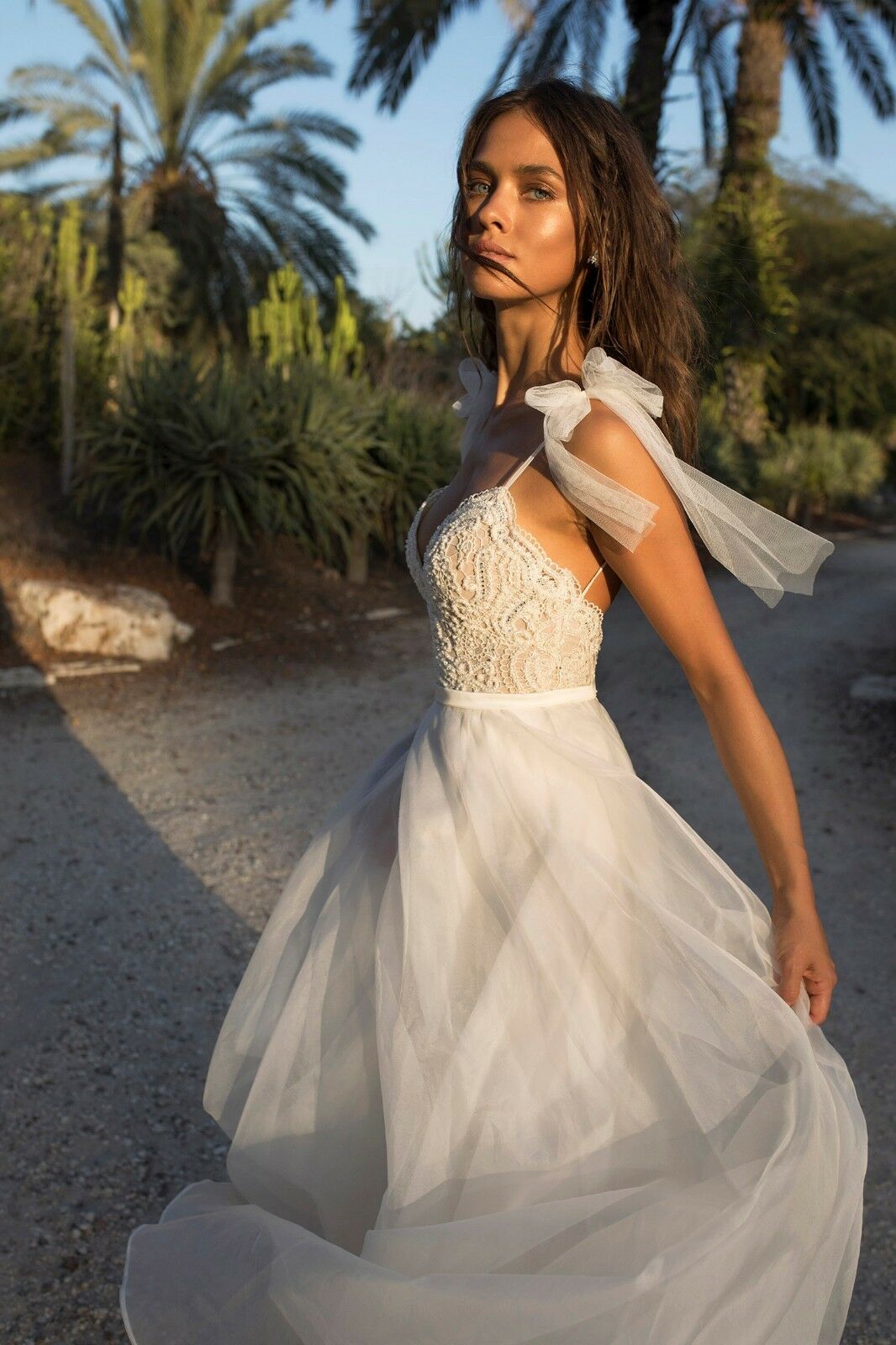 Beach A Line Wedding Dresses Sexy Spaghetti Sequins Lace Appliques Backless Sweep Train Bridal Gowns Plus Size Tulle Wedding Dress