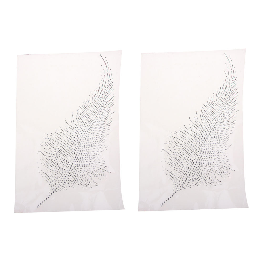 2x feathery rhinestone iron on transfer crystal decals bling applique, Black 
2x feathery rhinestone iron on transfer crystal decals bling applique, Black