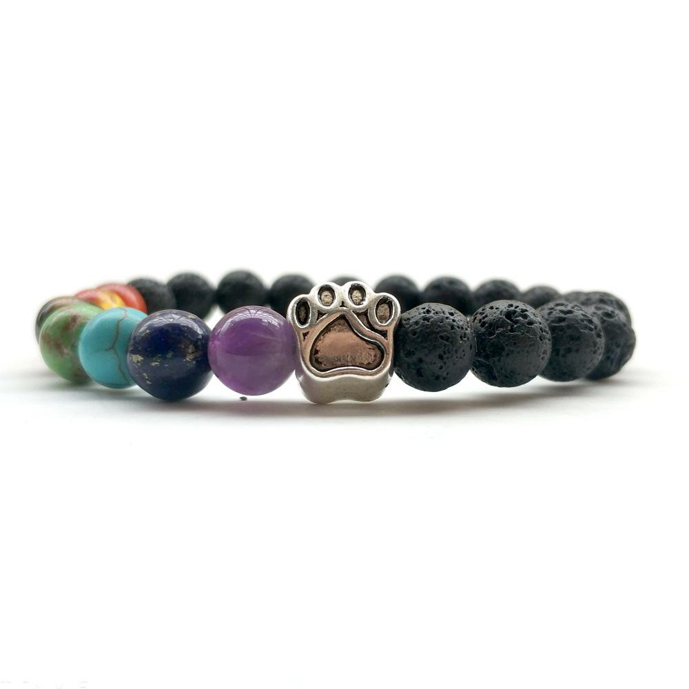 7 Chakra Natural stone beads Bracelet For Women Men Cat dog claw Charm Lava Stone Healing balance Yoga beaded Bangle DIY Jewelry