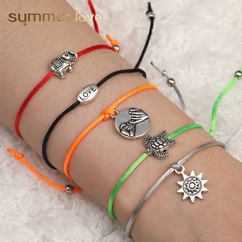 Vintage Elephant Life of Tree Friendship LOVE Turtle Sunflower Pendant Bracelets For Women Men Handmade Rope Bracelet With Wish Card Jewelry
Vintage Elephant Life of Tree Friendship LOVE Turtle Sunflower Pendant Bracelets For Women Men Handmade Rope Bracelet With Wish Card Jewelry