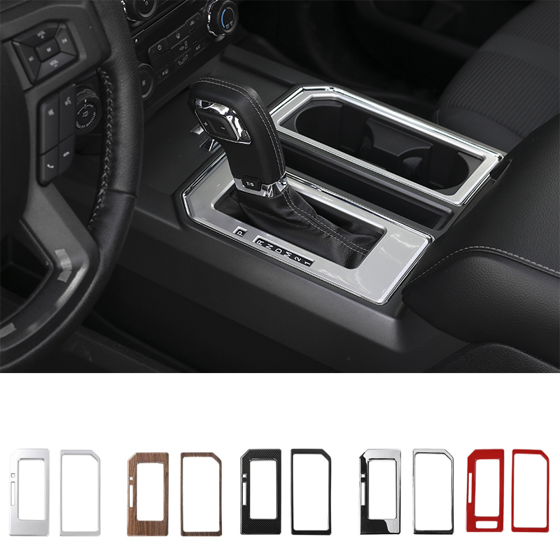 ABS Car Gear Panel Cup Holder Kit Decorative Trim For Ford F150 2016+ Auto Interior Accessories