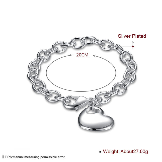 Hot sale best gift 925 silver Heart Center crude Bracelet DFMCH273, Brand new terling silver plated Chain link bracelets high grade