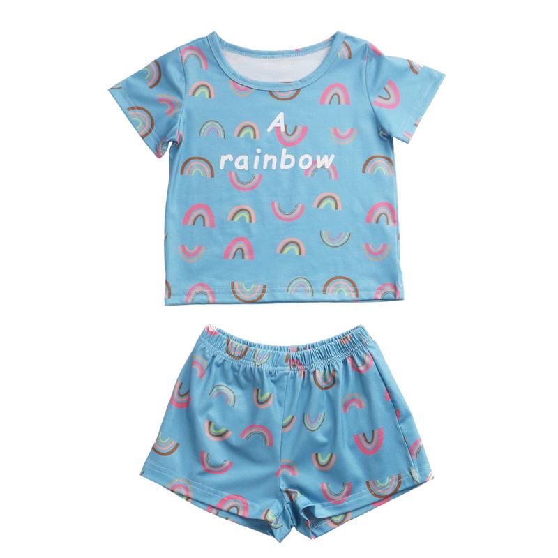 6M-6Y Summer Baby Girls Boys Pajamas Set Rainbow Print Short Sleeve Top + Elastic Waist Shorts Sleepwear Kids Nightcloth Cotton, As pic
6M-6Y Summer Baby Girls Boys Pajamas Set Rainbow Print Short Sleeve Top + Elastic Waist Shorts Sleepwear Kids Nightcloth Cotton, As pic