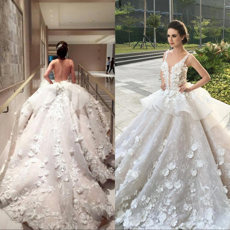 Arabric Ball Gown Wedding Dresses with Long Train Flowers Beads Church Garden Bridal Gown Plus Size vestido de novia, White
Arabric Ball Gown Wedding Dresses with Long Train Flowers Beads Church Garden Bridal Gown Plus Size vestido de novia, White